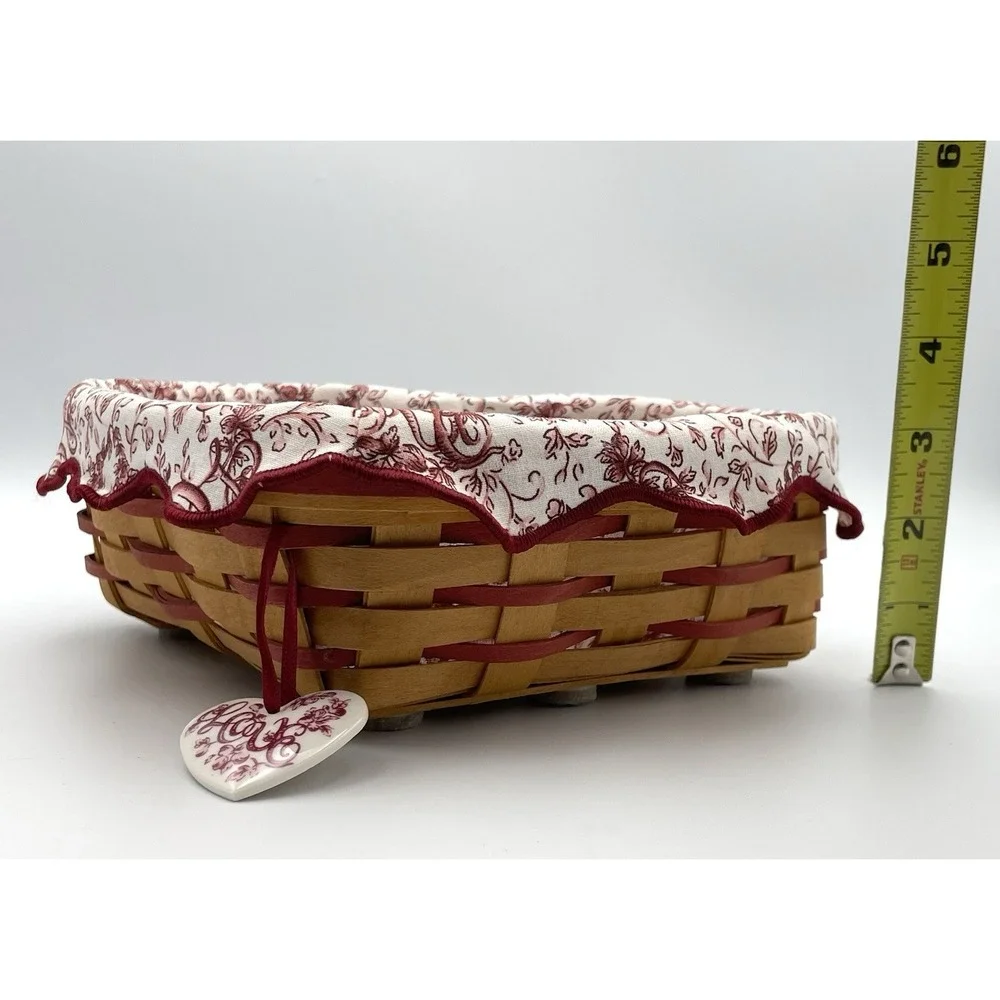 Vintage 1999 Longaberger Love Letters Sweetheart Basket Liner Protector‎ Tie On